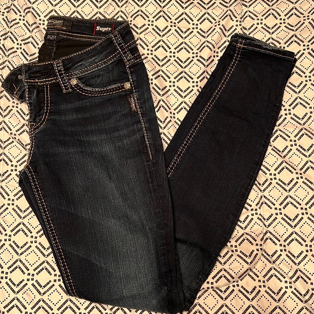 Silver Suki Mid Rise Super Skinny Jeans
